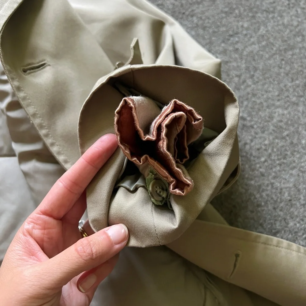 Vintage Double Breasted Belted Trench Coat Mens 44R Removable Down Puffer Lining